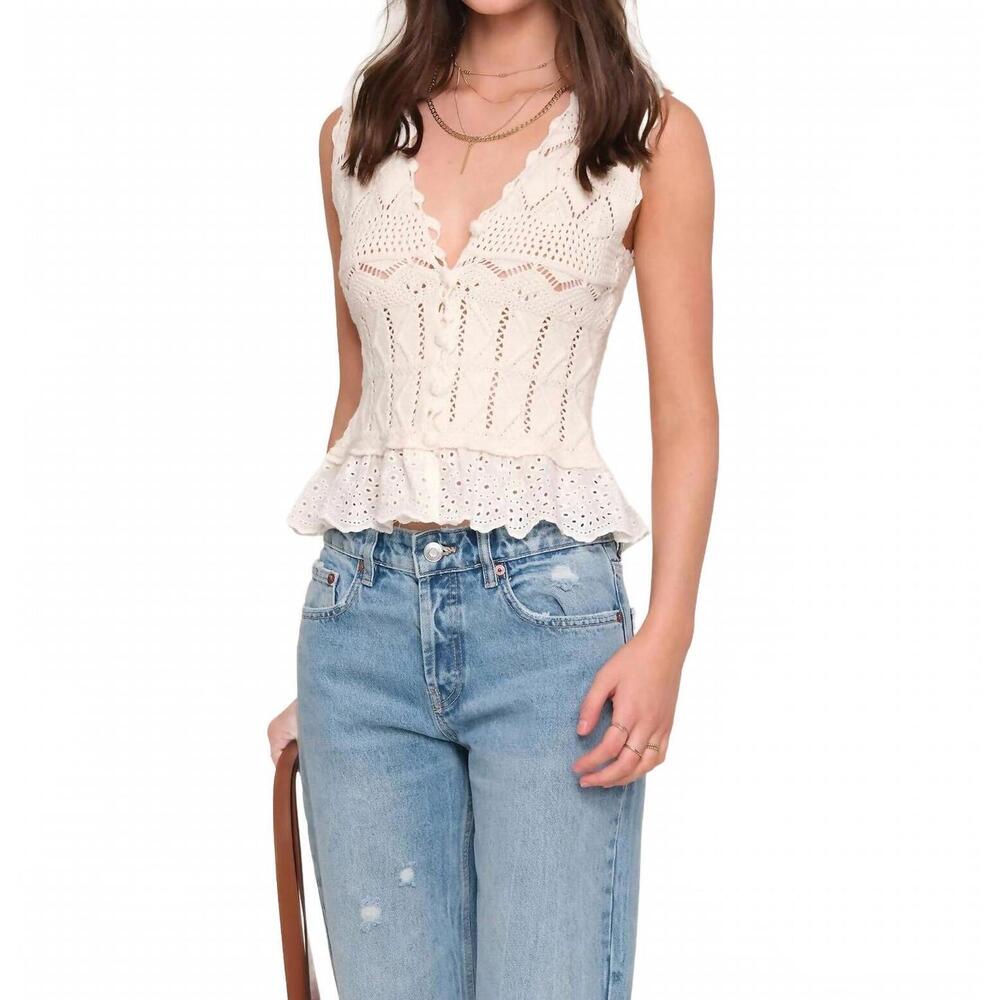Heartloom Ivory Crochet Peplum Crop Top